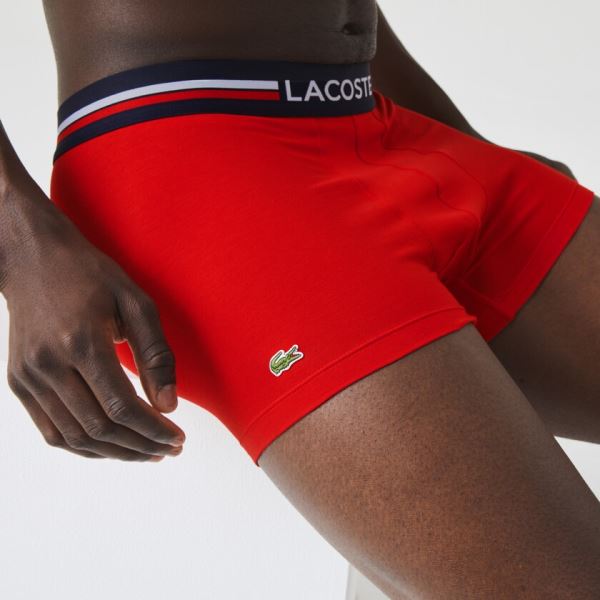 Lacoste Pack Of 3 Iconic Boxer Briefs With Three-Tone Waistband - Slipy Pánské Tmavě Blankyt Blankyt